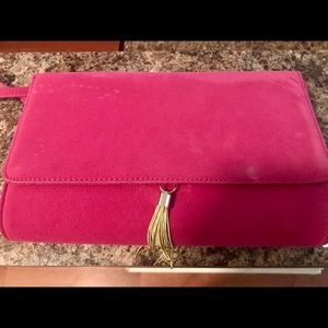Hot Pink Faux Suede Clutch (NEVER WORN)